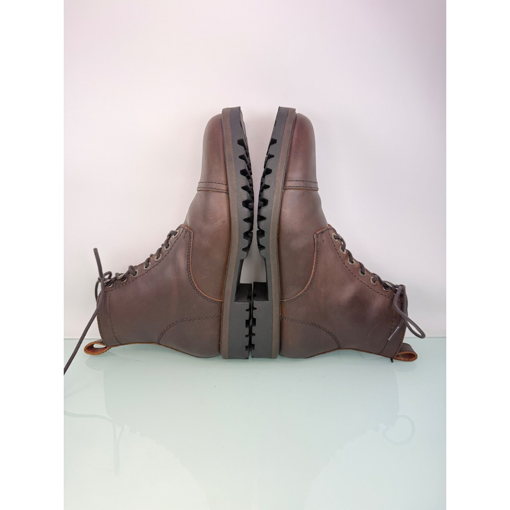 Patina Portland Leather Co. Men Brown Leather Cap Toe Lace Up Lug Sole Boots 9.5 - Picture 4 of 9
